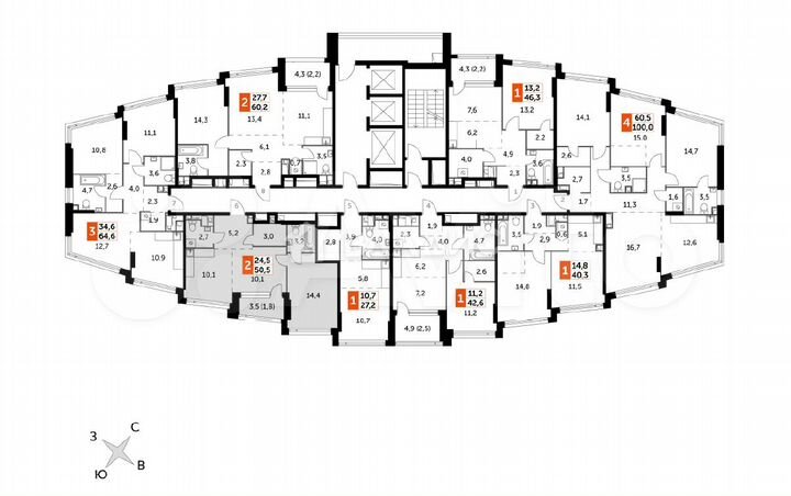 2-к. квартира, 50,5 м², 14/28 эт.