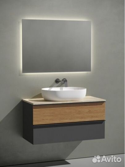 Мебель для ванной с раковиной из санфарфора и столешницей из керамогранита Sancos Delta 100 DL100GR+