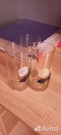 Стаканы под воду с розой винтаж СССР