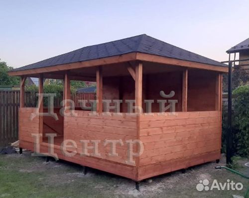 Беседка для дачи D-4-21 деревянная