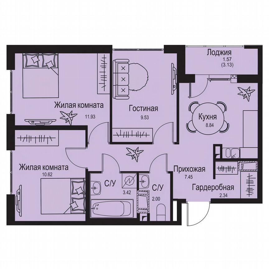 3-к. квартира, 57,7 м², 2/9 эт.