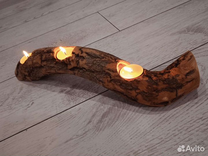Подсвечник из дерева. Эко декор