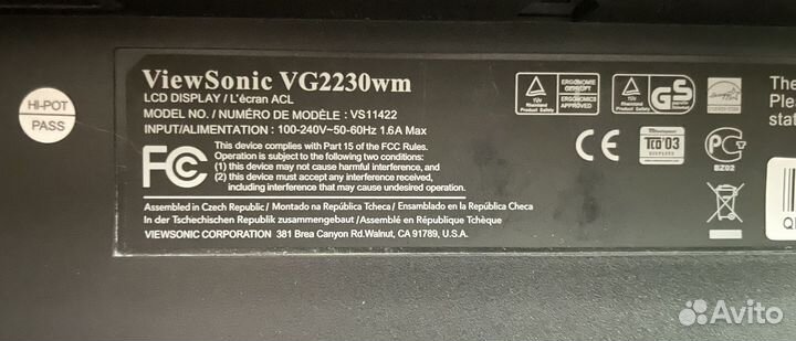 Монитор Viewsonic VG2230wm