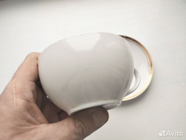 Чайная пара фарфор Рига, позолота, СССР