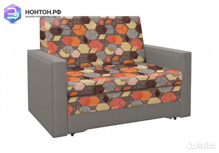 Диван выкатной Виктория-5 с узором коричневый