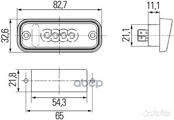 Фонарь освещения номерного знака hella 2KA01027