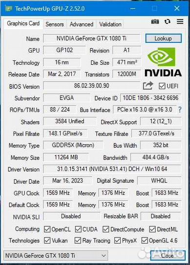 Gtx 1080ti evga 11gb