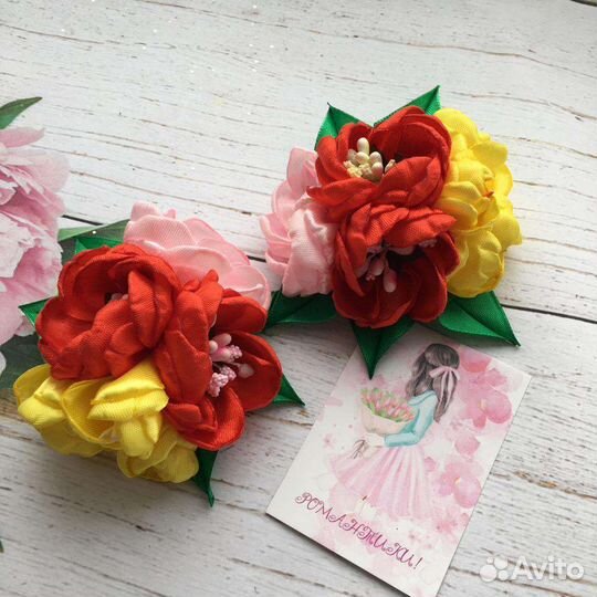 Бантики резинки с одуванчиками, с девочками