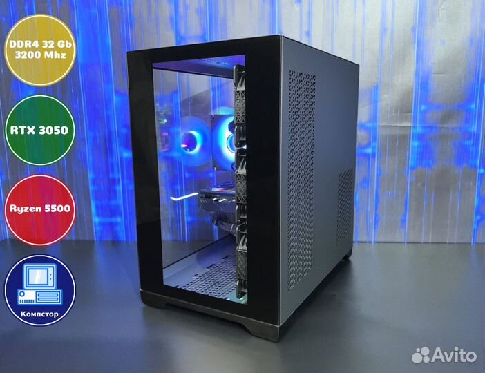 Игровой пк новый AMD5500-RTX3050-32DDR4-TIO378-A520