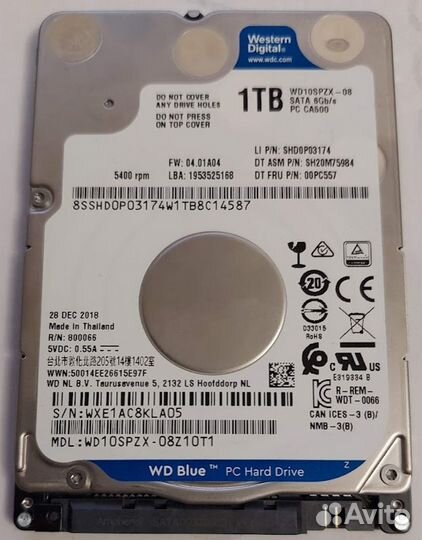 Жесткий диск ноутбучный Western Digital2.5