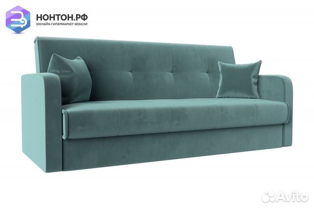 Диван книжка Надежда велюр бирюзовый