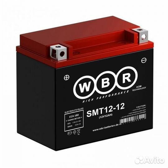 Аккумулятор для мотоцикла WBR SMT12-12 AGM 12 Ач 1