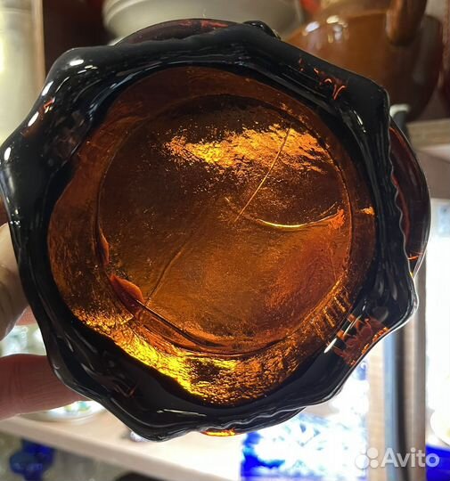 Старинная пепельница. Оранжевое стекло СССР