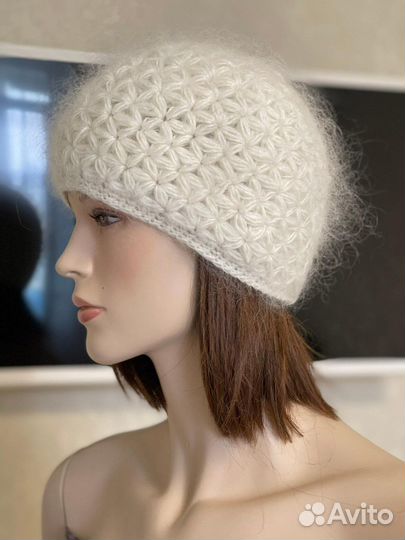 Шапка пуховая вязаная