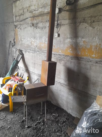 Печь буржуйка с теплообменником для гаража