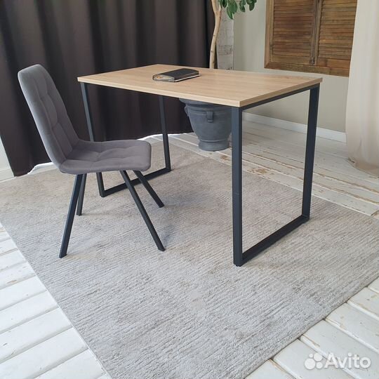 Компьютерный стол Лофт Дуб 120*60 см. Черные ножки