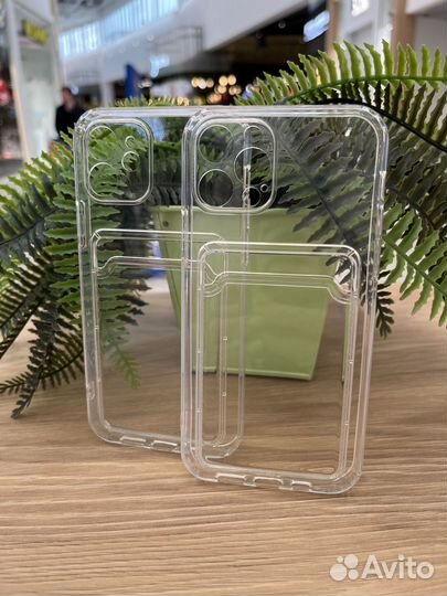 Прозрачный чехол с кармашком на iPhone 12/12pro