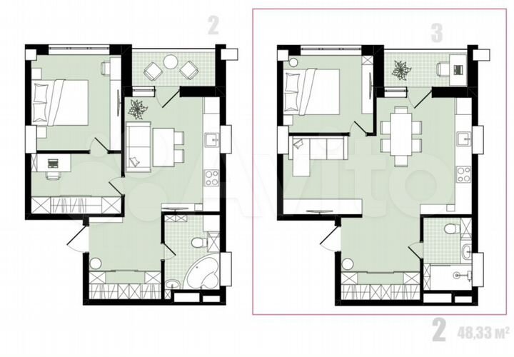 1-к. квартира, 48,3 м², 17/25 эт.
