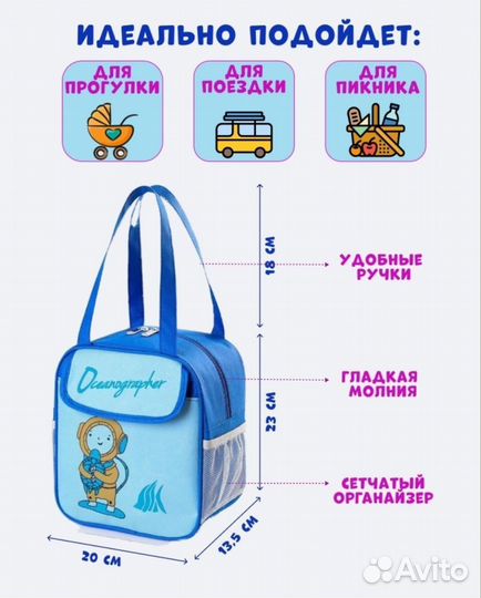 Термосумка для еды новая детская