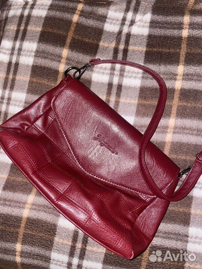 Сумка цвета бургунди, экокожа