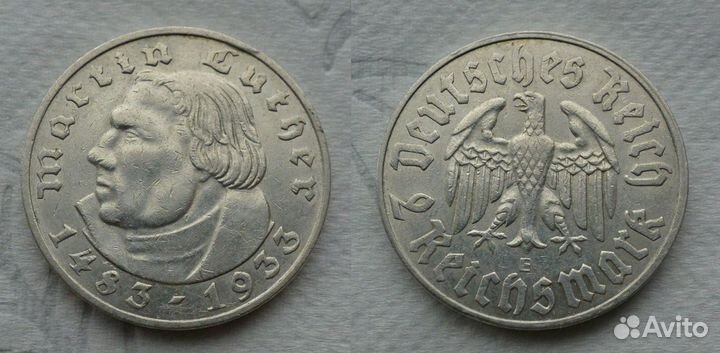 Монеты Германии 2 марки Лютер