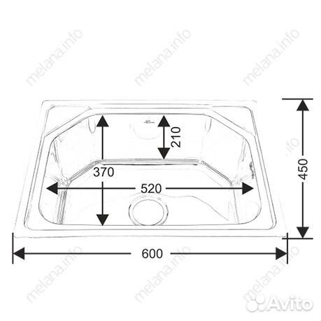 Мойка 6045 melana 0,8/210 врезная прямоугольная с
