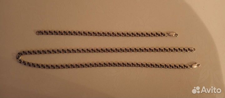Серебряная цепь и браслет бисмарк