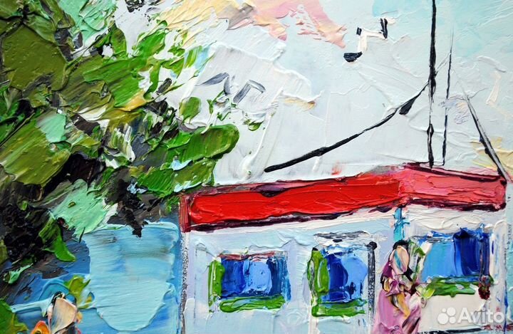 Картина маслом с морем Морской пейзаж 20х20 см