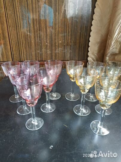 Хрустальные звонкие рюмки на ножке СССР 60 год