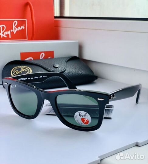 Очки ray ban wayfarer черные polaroid