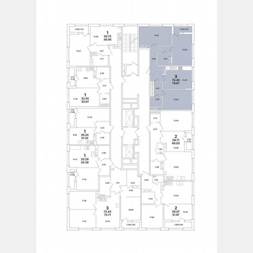 3-к. квартира, 79,7 м², 12/12 эт.