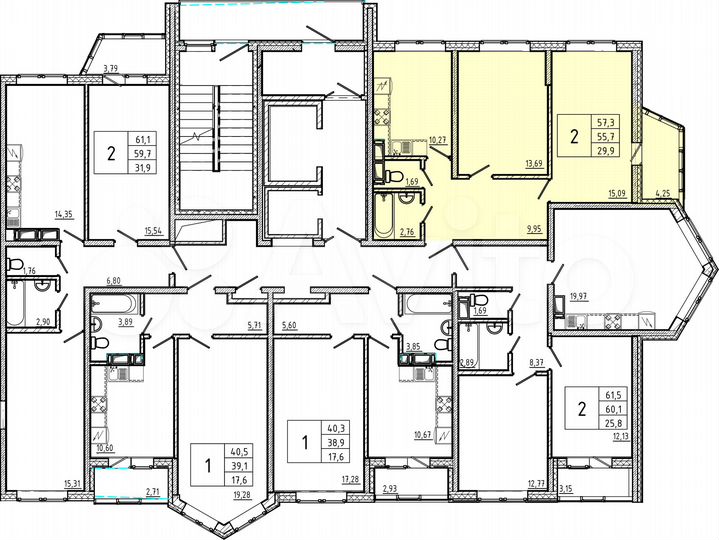 2-к. квартира, 55,6 м², 14/18 эт.