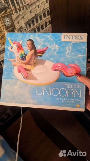 Надувной пончик шина матрас круг единорог