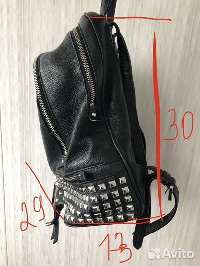 Рюкзак кожаный MK черный с клепками