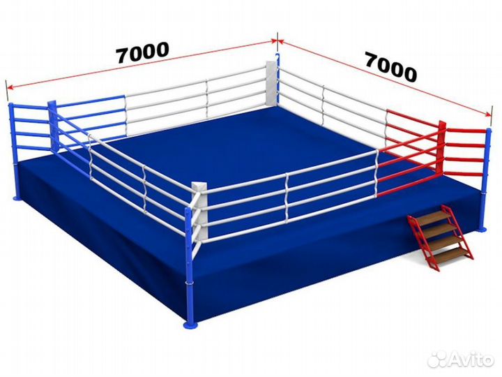 Ринг боксерский на подиуме размер 7,3х7,3х1 м, б