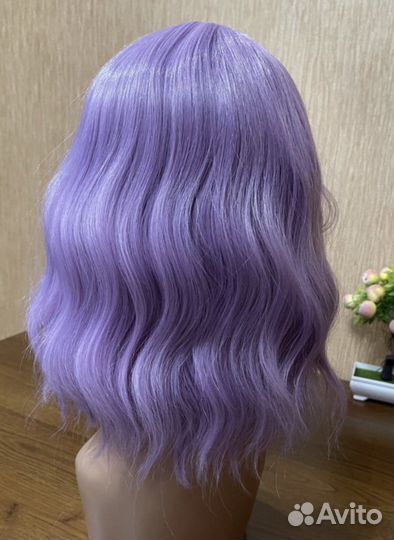 Парик сиреневый волна, каре