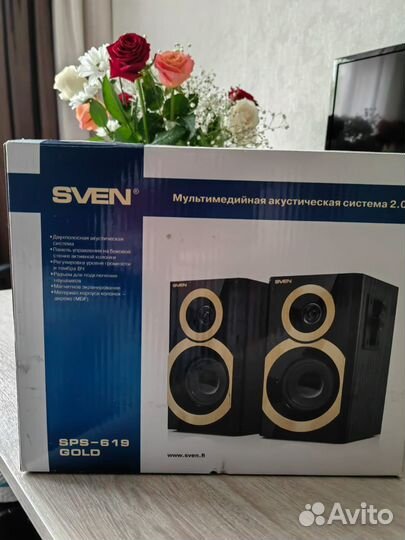 Колонки sven SPS-619, черный-золотой