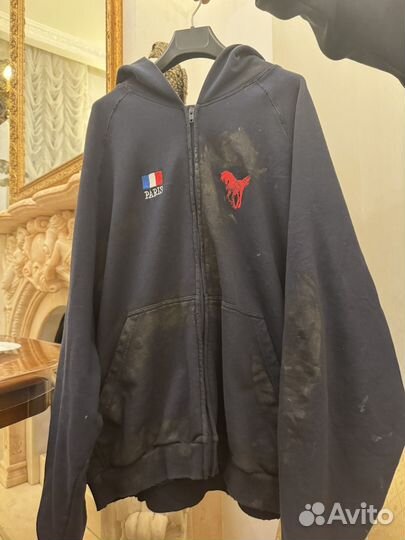 Худи balenciaga polo dirty zip hoodie