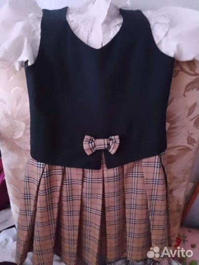 Школьная форма в клетку для девочки 134