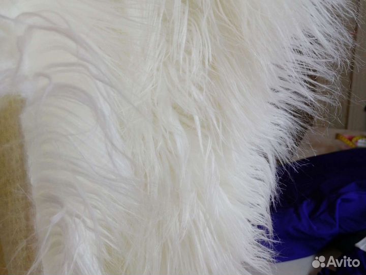Отрез Мех белый Перо Страуса