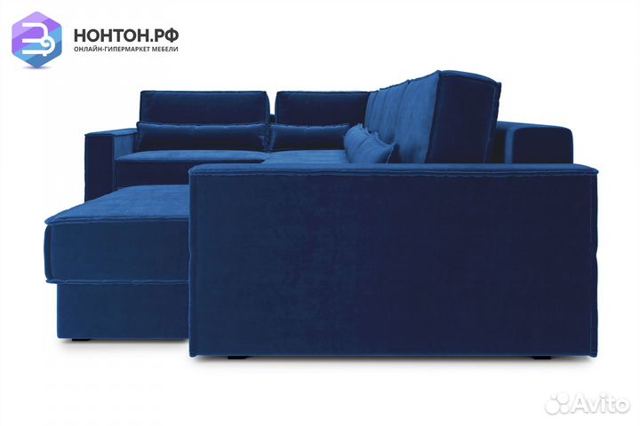 Диван п-образный тик-так Сохо темно-синий