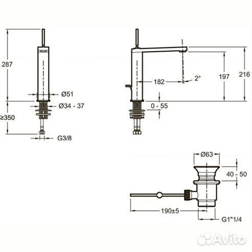 E73053-CP composed смеситель высокий (перо)