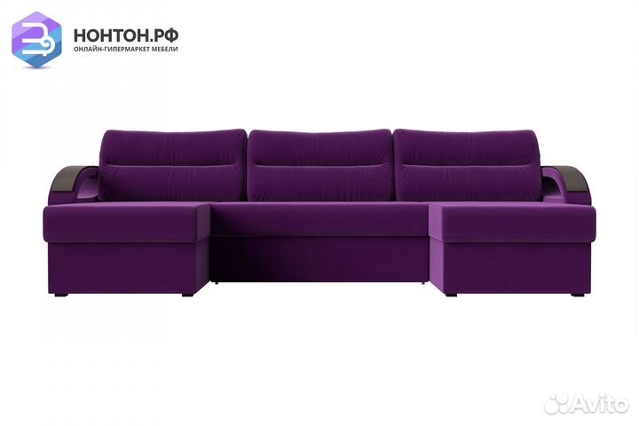 Диван п-образный еврокнижка Форсайт микровельвет ф