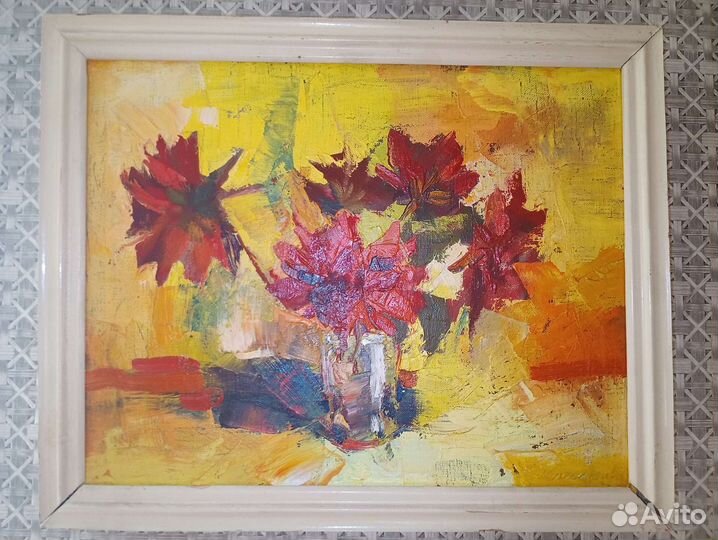 Яркая картина маслом цветы