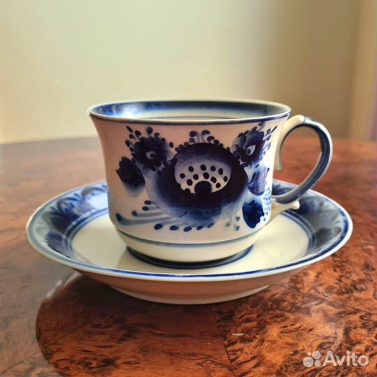 Чашка с блюдцем СССР гжель