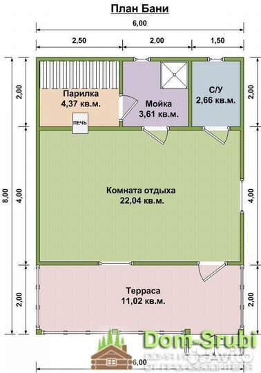 Карабаново-Хорошая надёжная Баня из бруса Б-24 6х8