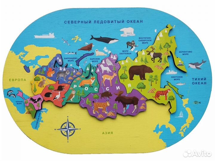 Деревянный пазл карта мира Липецк