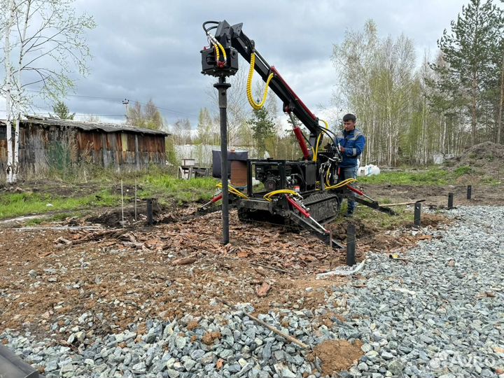 Монтаж винтовых свай малогабаритная