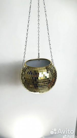 Кашпо из диско шара / кашпо из зеркальной мозаики