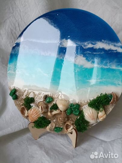 Картина Море с ракушками из эпоксидной